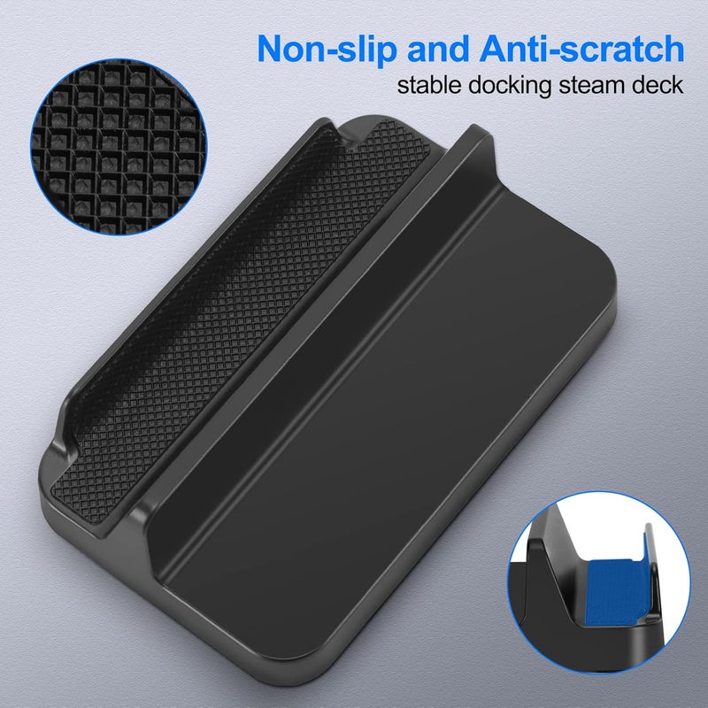 KUNSLUCK Stand Base for Steam Deck/Nintendo Switch 2, Steam Deck Stand with Anti-Slip Silicone Pad (Black) - Image 2